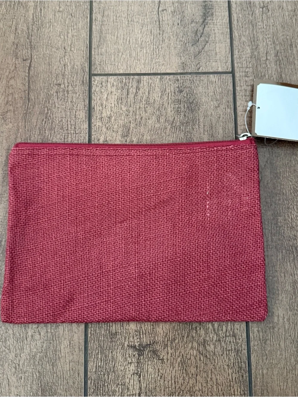 Kate Williams Monogram Canvas Pouch in Burgundy with E Initial